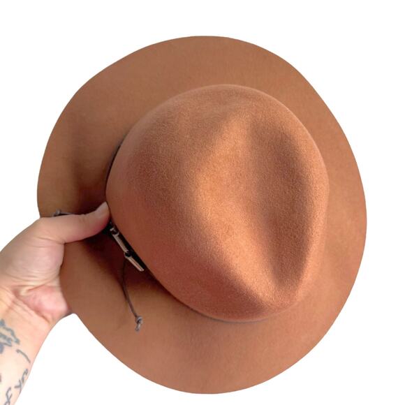 Nine West Brown Felt Woolen 100% Wool Western Style Hat Fedora Wide Brim OS - Picture 6 of 11